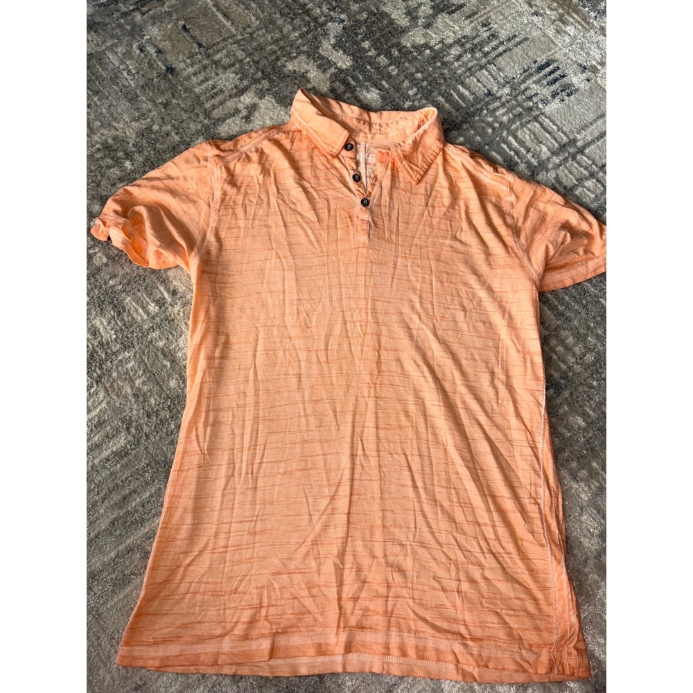 BKE Mens Orange Slub Knit Short Sleeve Polo Shirt Large